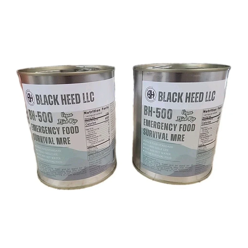 2 Pack Blk HEED LLC BH-500 Vegan Fried Rice, Emergency Food Survival MRE